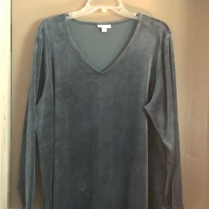 J Jill Pure Plus Velour Tunic Top Lagenlook Blue